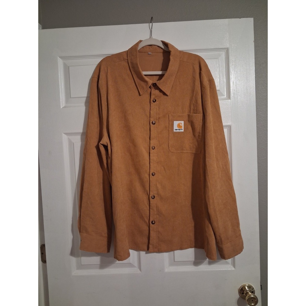 Carhartt Mens 3X Brown Corduroy Long Sleeve Button Up Big Tall Outdoor Gorpcore